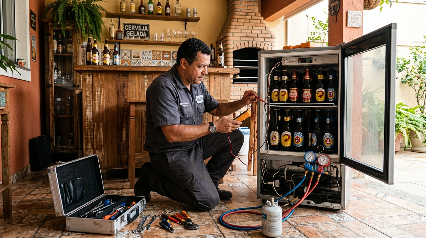 Aplicação de gás refrigerante em cervejeira atendida no Recanto do Sol, Anápolis‑GO